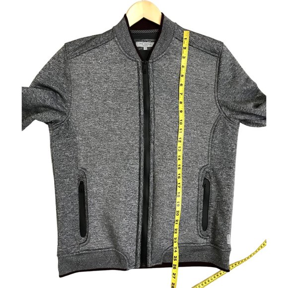 SOLD Ted Baker Gray Front Zip Jacket With Burgundy Trim Size 4 EUC - Picture 10 of 12